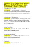 Computer Organization CPU&comma; Memory&comma; GPU&comma; and Cache Architecture Exam Questions & Answers &lpar;Grade A&plus;&rpar;&period;docx