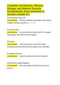 Computer Architecture&comma; Memory&comma; Storage&comma; and Network Security Fundamentals Exam Questions & Answers &lpar;Grade A&plus;&rpar;&period;docx
