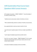 AHFI Examination Prep Course Exam Questions With Correct Answers