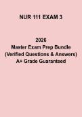 NUR 111 Exam 3 Questions & Answers &vert; Study Guide PDF
