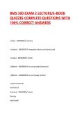 BMS 300 EXAM 2 LECTURE&sol;E-BOOK QUIZZES COMPLETE QUESTIONS WITH 100&percnt; CORRECT ANSWERS