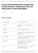 Church of God Exhorters Exam Complete Test &comma; Practice Questions&comma; Verified Answer Key&comma; and Study Guide for &lpar;Latest 2026 Edition&rpar;