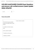 MTA BUS MAINTAINER CHASSIS Exam Questions and answers with verified Answers &lpar;Latest Update 2026&rpar; UPDATE&excl;&excl;