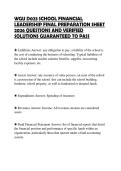 WGU D023 SCHOOL FINANCIAL LEADERSHIP FINAL PREPARATION SHEET 2026 QUESTIONS AND VERIFIED SOLUTIONS GUARANTEED TO PASS