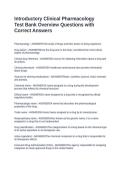 Introductory Clinical Pharmacology Test Bank Overview Questions with Correct Answers