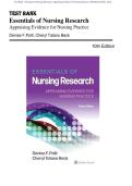 Test Bank - Essentials of Nursing Research&colon; Appraising Evidence for Nursing Practice 10th Edition &lpar;Polit&comma; 2022&rpar; Chapter 1-18&vert;  All Chapters with Answers and Rationales