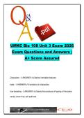 BIO 108 Unit 3 UMKC 2026 220 Questions &ndash; Genetics DNA Replication Transcription Translation Answers&comma; Biology University of Missouri&ndash;Kansas City