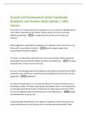 Growth and Development of the Preschooler  Questions and Answers latest Update &vert; 100&percnt;  Correct  
