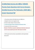 Certified Bank Secrecy Act Officer &lpar;CBSAO&rpar;  Practice Exam Questions And Correct Answers  &lpar;Verified Answers&rpar; Plus Rationales &vert;2026 Q&A &vert;  Instant Download Pdf