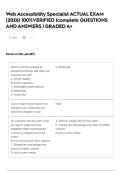 Web Accessibility Specialist ACTUAL EXAM &lpar;2026&rpar; 100&percnt;VERIFIED &vert;complete QUESTIONS AND ANSWERS &vert; GRADED A&plus;