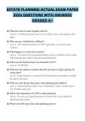 ESTATE PLANNING ACTUAL EXAM PAPER 2026 QUESTIONS WITH ANSWERS GRADED A&plus;