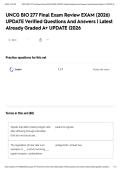 UNCG BIO 277 Final Exam Review EXAM &lpar;2026&rpar; UPDATE Verified Questions And Answers &vert; Latest Already Graded A&plus; UPDATE &vert;2026