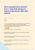 Nurse Leadership Practice Questions Exam 1 &vert; Study Guide Questions & Expertly Verified Answers &vert;2026 &vert; 2027 &lpar;Rated A&rpar;     