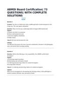 ABMDI Board Certification&vert; 73 QUESTIONS&vert; WITH COMPLETE SOLUTIONS