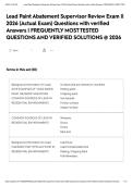 Lead Paint Abatement Supervisor Review Exam &vert;&vert; 2026 &lpar;Actual Exam&rpar; Questions with verified Answers &vert; FREQUENTLY MOST TESTED QUESTIONS AND VERIFIED SOLUTIONS &commat; 2026