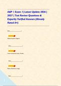 A&P 1 Exam 1&vert; Latest Update 2026 &vert; 2027 &vert; Test Review Questions & Expertly Verified Answers &lpar;Already Rated A&plus;&rpar;     