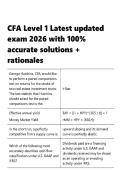 CFA Level 1 Latest updated exam 2026 with 100&percnt; accurate solutions &plus; rationales