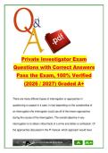 Private Investigator Exam 120 Questions & Answers &vert; Interrogation&comma; Surveillance&comma; Laws&comma; Licensing 2026