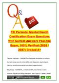 PSI Perinatal Mental Health Certification Exam 300 Questions & Answers &vert; PMADS&comma; Postpartum Depression&comma; CBT&comma; Medications 2026