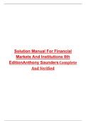 Solutions Manual for Financial Markets and Institutions&comma; 8th Edition by Anthony &ndash; Latest Update 2026