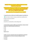 Michigan Electrical Inspector &lpar;National Electrical Code&rpar;  Competency Study Guide   Comprehensive Resource To Help You Ace 2026-2027 Exams  Includes Frequently Tested Questions With ELABORATED  100&percnt; Correct COMPLETE SOLUTIONS   Guaranteed Pass First Attemp