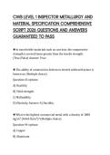 CWB LEVEL 1 INSPECTOR METALLURGY AND MATERIAL SPECIFICATION COMPREHENSIVE SCRIPT 2026 QUESTIONS AND ANSWERS GUARANTEED TO PASS