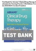 TEST BANK FOR ABRAMS' CLINICAL DRUG THERAPY&colon; RATIONALES FOR NURSING PRACTICE THIRTEENTH&comma; NORTH AMERICAN EDITION BY GERALYN FRANDSEN EDD RN &lpar;AUTHOR&rpar;&comma; SANDRA PENNINGTON