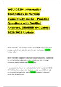 WGU D220- Information  Technology in Nursing  Exam Study Guide &ndash; Practice  Questions with Verified  Answers&period; GRADED A&plus;&period; Latest  2026&sol;2027 Update&period;  