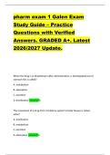 pharm exam 1 Galen Exam  Study Guide &ndash; Practice  Questions with Verified  Answers&period; GRADED A&plus;&period; Latest  2026&sol;2027 Update&period;  