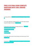 FRHD 1010 FINAL EXAM COMPLETE QUESTIONS WITH 100&percnt; VERIFIED ANSWERS