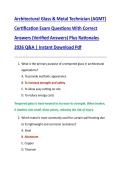 Architectural Glass & Metal Technician &lpar;AGMT&rpar;  Certification Exam Questions With Correct  Answers &lpar;Verified Answers&rpar; Plus Rationales  2026 Q&A &vert; Instant Download Pdf 