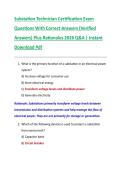 Substation Technician Certification Exam  Questions With Correct Answers &lpar;Verified  Answers&rpar; Plus Rationales 2026 Q&A &vert; Instant  Download Pdf 