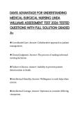 DAVIS ADVANTAGE FOR UNDERSTANDING MEDICAL-SURGICAL NURSING LINDA WILLIAMS ASSESSMENT TEST 2026 TESTED QUESTIONS WITH FULL SOLUTION GRADED A&plus;