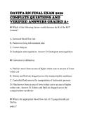 DAVITA RN FINAL EXAM 2026 COMPLETE QUESTIONS AND VERIFIED ANSWERS GRADED A&plus;