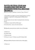 DAVITA RN FINAL EXAM 2026 EXAMINATION TEST SOLVED QUESTIONS WITH FULL SOLUTION GRADED A&plus; 