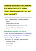 Industrial Maintenance Mechanic Certification  Exam Questions With Correct Answers  &lpar;Verified Answers&rpar; Plus Rationales 2026 Q&A &vert;  Instant Download Pdf 