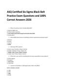 ASQ Certified Six Sigma Black Belt Practice Exam Questions and 100- Correct Answers 2026