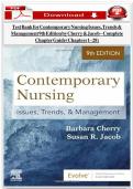 Test Bank for Contemporary Nursing&colon; Issues&comma; Trends & Management 9th Edition by Cherry & Jacob &ndash; Complete Chapter Guide &lpar;Chapters 1&ndash;28&rpar;