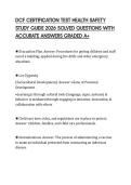 DCF CERTIFICATION TEST HEALTH SAFETY STUDY GUIDE 2026 SOLVED QUESTIONS WITH ACCURATE ANSWERS GRADED A&plus;