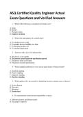 ASQ Certified Quality Engineer Actual Exam Questions and Verified Answers