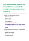 Heavy Equipment Operator Certification Exam  Questions With Correct Answers &lpar;Verified  Answers&rpar; Plus Rationales 2026 Q&A &vert; Instant  Download Pdf 