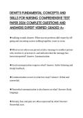 DEWIT&rsquo;S FUNDAMENTAL CONCEPTS AND SKILLS FOR NURSING COMPREHENSIVE TEST PAPER 2026 COMPLETE QUESTIONS AND ANSWERS EXPERT VERIFIED GRADED A&plus;