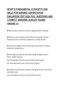 DEWIT&rsquo;S FUNDAMENTAL CONCEPTS AND SKILLS FOR NURSING CERTIFICATION EVALUATION TEST 2026 FULL QUESTIONS AND CORRECT ANSWERS ALREADY PASSED GRADED A&plus;