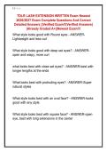 TDLR LASH EXTENSION WRITTEN Exam Newest  2026&sol;2027 Exam Complete Questions And Correct  Detailed Answers &vert;&vert;Verified Exam&excl;&excl;&lpar;Verified Answers&rpar;  &vert;Already Graded A&plus;&vert;&vert;Newest Exam&excl;&excl;&excl;