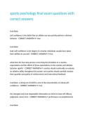 sports psychology final exam questions with correct answers