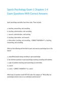 Sports Psychology Exam 1 Chapters 1-4 Exam Questions With Correct Answers