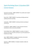 Sports Psychology &lpar;Exam 1&rpar; Questions With Correct Answers&period;