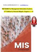 TEST BANK For Management Information Systems&comma; 11th Edition by Hossein Bidgoli&comma; Verified Chapters 1 - 14&comma; Complete Newest Version