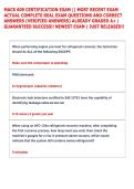 MACS 609 CERTIFICATION EXAM &vert;&vert; MOST RECENT EXAM  ACTUAL COMPLETE REAL EXAM QUESTIONS AND CORRECT  ANSWERS &lpar;VERIFIED ANSWERS&rpar; ALREADY GRADED A&plus; &vert;  GUARANTEED SUCCESS&excl;&excl; NEWEST EXAM &vert; JUST RELEASED&excl;&excl; 