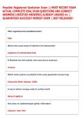 Possible Registered Sanitarian Exam &vert;&vert; MOST RECENT EXAM  ACTUAL COMPLETE REAL EXAM QUESTIONS AND CORRECT  ANSWERS &lpar;VERIFIED ANSWERS&rpar; ALREADY GRADED A&plus; &vert;  GUARANTEED SUCCESS&excl;&excl; NEWEST EXAM &vert; JUST RELEASED&excl;&excl;  